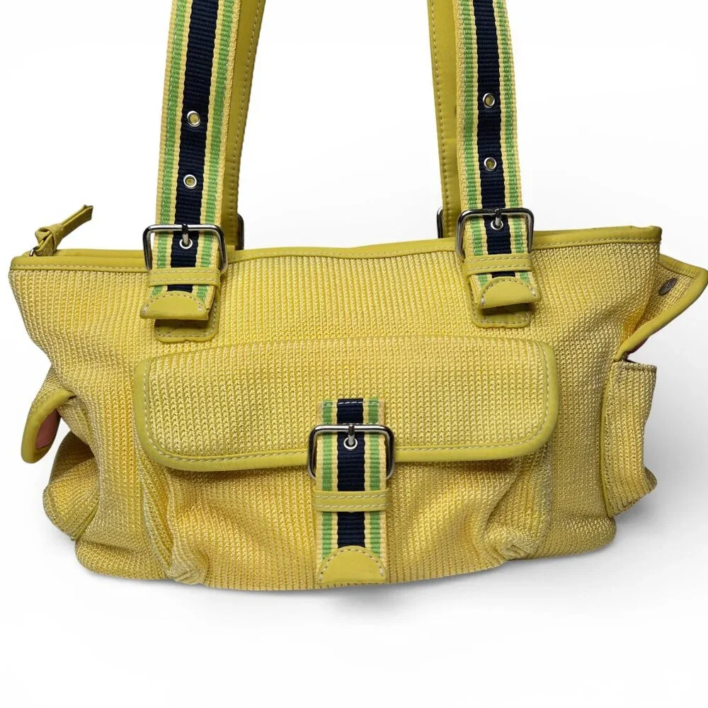 The Sak Belinda Knit Satchel Baguette Women Small Bright Yellow‎ Sporty Purse